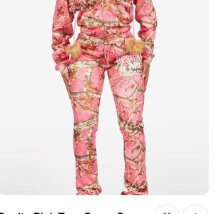 Pink Camo Tracksuit with Fur Accents